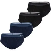 VIP Slip Premium Jersey Stretch - 4er Set - klassische Unterhosen (4-St) Unterwäsche Männer Herren Uni Baumwoll-Mix (95% Baumwolle) 4-Pack