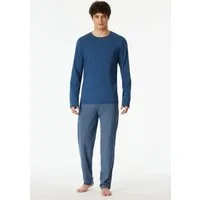 Schiesser Schlafanzug Casual Essentials (2 tlg) mit unifarbenem Langarmshirt mit rundem Halsausschnitt