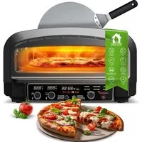 TurboTronic by Z-Line Pizzaofen bis 450°C für 37cm große Pizza New York Pizzastein Flammkuchen 2200W, Elektrisch Indoor Outdoor Mini Backofen mehrere pizzen Grill Lahmacun