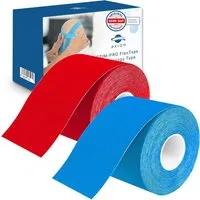 Axion Kinesiologie-Tape Wasserfestes Kinesio-Tape in rot & blau, 2 Rollen (Set, 2-St) MEDIZINPRODUKT • hautfreundlich • elastisch