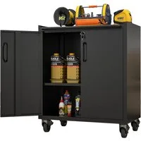 bizoemade Werkzeugwagen Heavy-Duty Metall-Garagenschrank mit Rollen, Schwarz, (1-tlg), robuster Werkzeug-Stauraum, 88x75x42cm