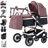Daliya® Kombi-Kinderwagen NEOMOVE 3in1 Kinderwagen mit i-Size Babyschale & Buggy, (Reise-Set, 10-tlg), Kinderwagen mit i-Size Babyschale, Alu-Rahmen, Großer Einkaufskorb