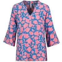 SUBLEVEL Blusenshirt Ethnomuster, Drei-Viertel-Ärmel, V-Ausschnitt Boho-Ethno-Tunika