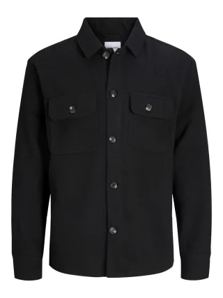 JACK&JONES - JJEREGENT STRUCTURE OVERSHIRT LS SN Black - Gr. - XXL