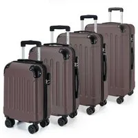 YONSLY Kofferset Reisekoffer Trolley Rollkoffer Hartschalenkoffer in S-M-L-XL, 4 Rollen, (Spar-Set, 4 tlg., inkl. Größen S, M, L und XL), mit 360° Lenkrollen, Zahlenschloss und mehrstufigem Teleskopgriff