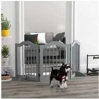 PawHut Hundegitter Hund Türschutzgitter Faltbar mit 2 Stützfüßen (Absperrgitter, 1 St., Absperrgitter), für Küche, Flur, Hellgrau