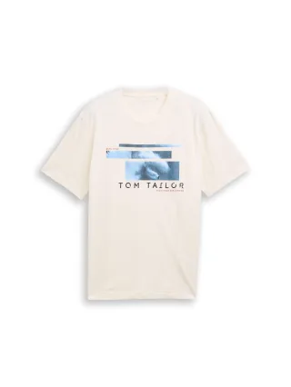 Tom Tailor - T-Shirt mit Foto-Print gardenia white - Gr. - XL