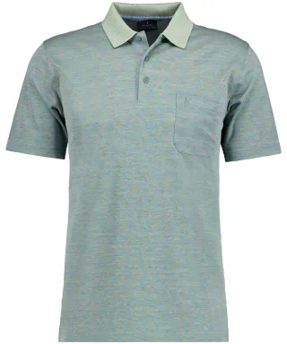 RAGMAN - Softknit-Polo space dye grün-mouliniert - Gr. - 3XL