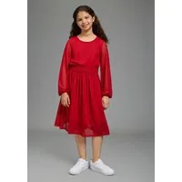 Bruno Banani Chiffonkleid Meshkleid mit transparenten Ärmeln für festliche Anlässe Festliches Shirtkleid mit Chiffon