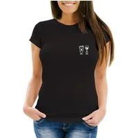 MoonWorks Print-Shirt Damen T-Shirt Kaffee Wein AM PM Aufdruck Print Brustlogo Geschenk mit Print