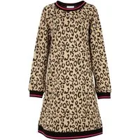 happy girls Strickkleid im tollen Leo-Allovermotiv mit kontrastierten Strickbündchen