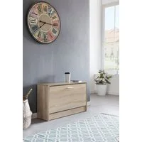 FINEBUY Schuhbank SuVa11681_1 Schuhkipper Holz Flurbank Schuhschrank Sitzbank Flur 80 cm (mit Sitzfläche Sonoma, Schuhkipper Holz 80x47x24cm), Kleine Flurbank Geschlossen, Sitzbank Schmal Flur