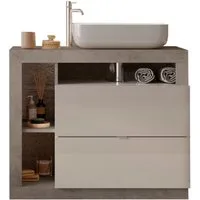 welltime Waschtisch Hamburg, 2 Schubkästen, Breite 92 cm, Soft-Close, inkl. Keramik-Aufsatzbecken