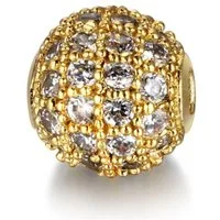 Kopper-24 Bastelperlen Schmuck-Perlen 3 Stück, Charm für Armbänder glitzernd, 5 mm, Gold, wei