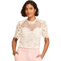 Love & Roses Kurzarmbluse Love & Roses Kurzarmbluse mit Mesh und Spitze (1-tlg)