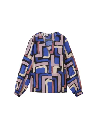 Tom Tailor - Bluse mit LENZING(TM) ECOVERO(TM) black abstract design - Gr. - 36