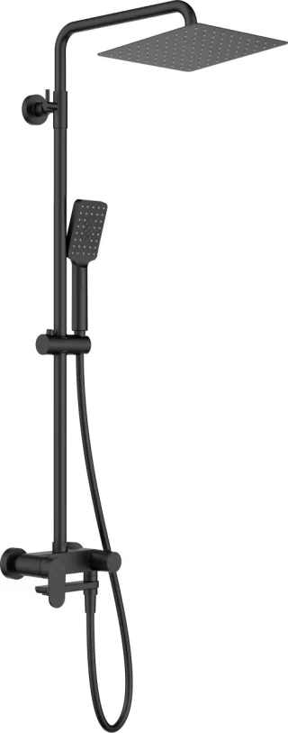 Neuesbad Serie 100 Duschsystem mit Wannenarmatur mit klappbarem Auslauf, schwarz matt NB1DENAC_N1AM1