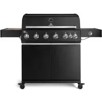 BURNHARD® Gasgrill 6-Brenner, 3,5 kW Edelstahl-Stabbrenner, Infrarot-Keramikbrenner, Heckbrenner, Seitenkochfeld, Gussrost, große Grillfläche, Piezo-Zündung – Fat FRED Deluxe
