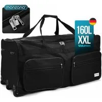 monzana Reisetasche Leonardo, mit Rollen 160L Trolley Teleskopgriff Schwarz Groß XXL Gepäcktasche