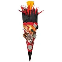 Roth Schultüte Bastelset Feuerdrache, 68 cm, eckig, mit Kreppverschluss, Zuckertüte zum Basteln, Rot