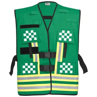 Funktionsweste | PACOTEX | grün mit Karomuster | Feuerwehr Einsatzweste mit Reflexband FUG-Taschen Klettverschluss Universal | Einsatzkleidung