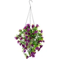 Kunstblume Petunien-Hänger mit Hängeampel Petunien Pflanze mit Blüten, I.GE.A., Höhe 52 cm, Künstliche Blumen Seidenblumen Sommerblüher Hängeblume