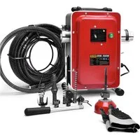 XERSEK Rohrreinigungsspirale Elektrischer Abflussreiniger für Rohr Ø30-100mm Rohrreinigungsmaschine, (set, mit FI-Schalter, Erweitertes Set, 16m Ø16mm Federspirale), Vorwärts- und Rückwärtsschalter, Zur Rohrreinigung und -freimachung