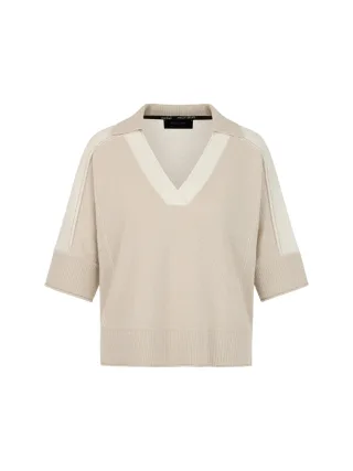 Marc Cain Sports - Zweifarbiger V-Pullover smoke - Gr. - 42