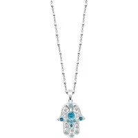 LOTUS SILVER Silberkette LOTUS Silver Halskette Hand der Fatima (Halskette), Halskette Hand der Fatima 42cm, 925 Sterling Silber, Farbe:silber,blau
