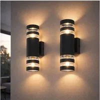 GLOBO LIGHTING Wandleuchte, Leuchtmittel nicht inklusive, Wandlampe Wandleuchte schwarz 2 flammig Wohnzimmerlampe 2er Set