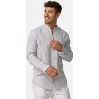 Indicode Langarmhemd Herren INCari Herrenhemd Langarm mit kurzem Stehkragen, 100% Baumwolle