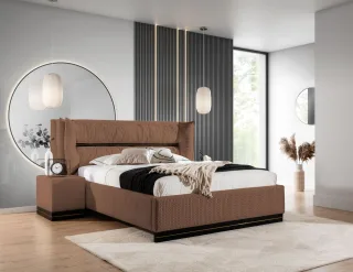 Polsterbett Doppelbett Set.4 HAMILTON 140x200cm Stoff Magic Velvet Braun