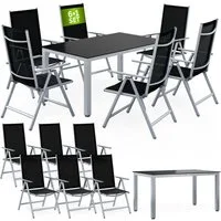 Casaria Garten-Essgruppe Bern, (7-tlg), Aluminium 5mm Sicherheitsglas Stühle Klappbar Verstellbar Wetterfest
