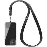 EAZY CASE Handykette Universal Handykette mit Breitband, Kette zum Umhängen Pad mit Kordel Uni Smartphonekette Breit Schwarz