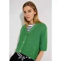 MORE&MORE Strickjacke kurze, shiny Struktur-Strickjacke