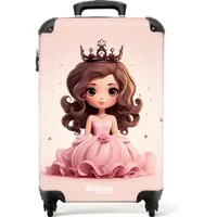 NoBoringSuitcases.com© Kinderkoffer Porträt einer Prinzessin mit rosa Kleid 55x35x20cm, Handgepäck-Koffer, Kinderkoffer, Reisekoffer Mädchen