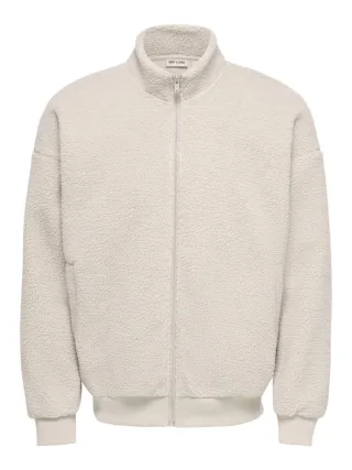 only & sons - Fleecejacke mit Stehkragen grau - Gr. - XS