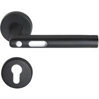 MeinTürgriff Drückergarnitur Orbit Schwarz LED Türgriff für Innentüren Rosettengarnitur