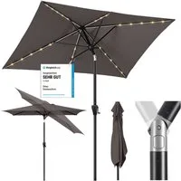 Sekey Sonnenschirm 210 x 140 cm Aluminum Sonnenschirm Rechteckig Marktschirm mit Kurbel, LxB: 210,00x140,00 cm, mit/ohne LED-Lichtern, Sonnenschutz UV50+, Gartenschirm Knickbar