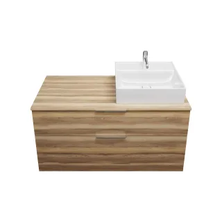 Burgbad Keramik Waschtisch-Set Eqio Frassino Dekor Cappuccino/Alpinweiss, SGUQ120RF3437C0001 SGUQ120RF3437C0001