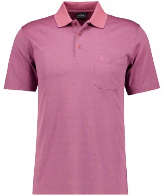 RAGMAN - Softknit-Poloshirt Jacquard beere - Gr. - XL