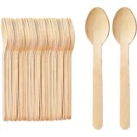 wisefood Einwegbesteck-Set Holzlöffel Einweg - 16,5cm, natur (100-tlg), Holz