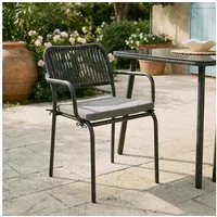 IDIMEX Gartenstuhl VOLONTE (6 St), Outdoor-Stühle stapelbar mit Rope Lehne im Landhausstil Grau