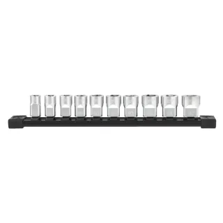 Milwaukee 3/8 Zoll Steckschlüsseleinsatz Set metrisch 10-teilig auf Schiene - 4932492507