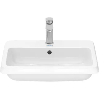 Duravit Qatego Einbauwaschtisch 2396550027 mit Hahnlochbank, Hahnloch, Überlauf, Weiß Hochglanz, 500mm