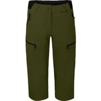 Bergson Outdoorhose PORI Capri Damen 3/4 Wanderhose, robust, elastisch, Normalgrößen, dunkel grün