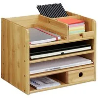 relaxdays Organizer Schreibtisch Organizer Bambus