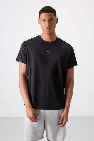 Herren Unifarbenes Rundhals-T-Shirt mit kurzen Ärmeln