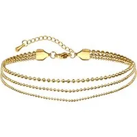 viva-adorno Fußkette Edelstahl Fußkettchen Armkette Damen Armband Damenarmband, Länge verstellbar Dreifachkette Kugelkette