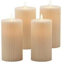 relaxdays LED-Kerze 4er Set, Flackernde Flamme, LED, Warmweiß, Champagner